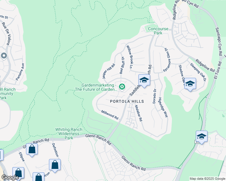 map of restaurants, bars, coffee shops, grocery stores, and more near 28352 Klondike Drive in Trabuco Canyon