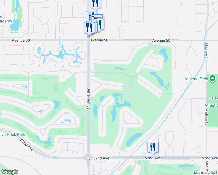 map of restaurants, bars, coffee shops, grocery stores, and more near 80235 Vía Tesoro in La Quinta