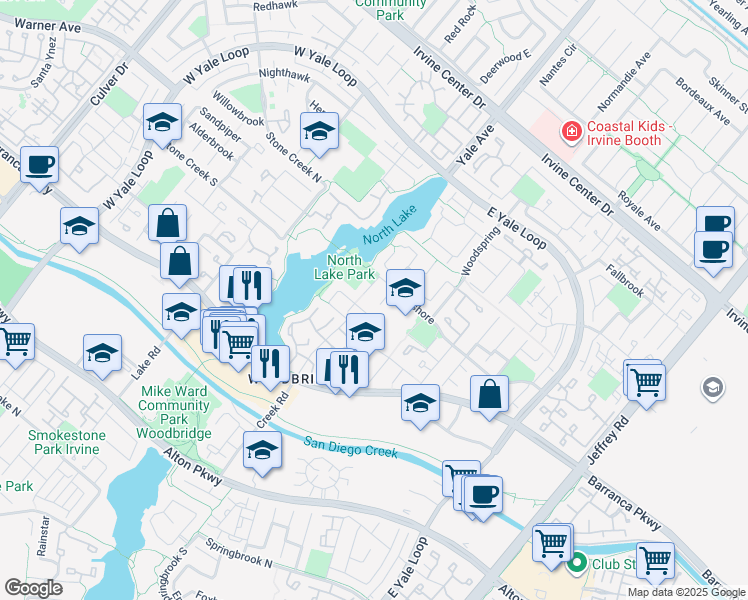 map of restaurants, bars, coffee shops, grocery stores, and more near 10 Mountain Ash in Irvine