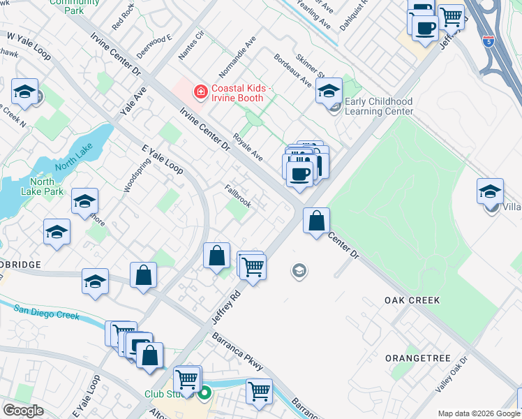 map of restaurants, bars, coffee shops, grocery stores, and more near 2 Cresthaven in Irvine