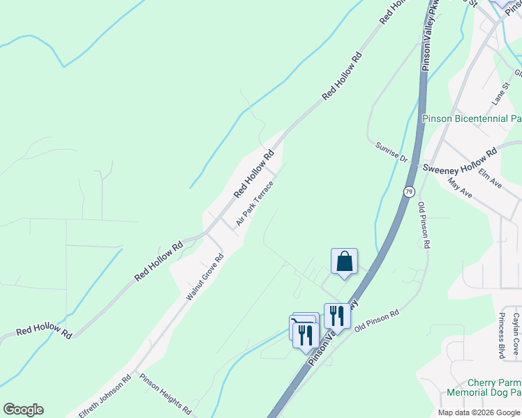 map of restaurants, bars, coffee shops, grocery stores, and more near 6027 Air Park Terrace in Birmingham