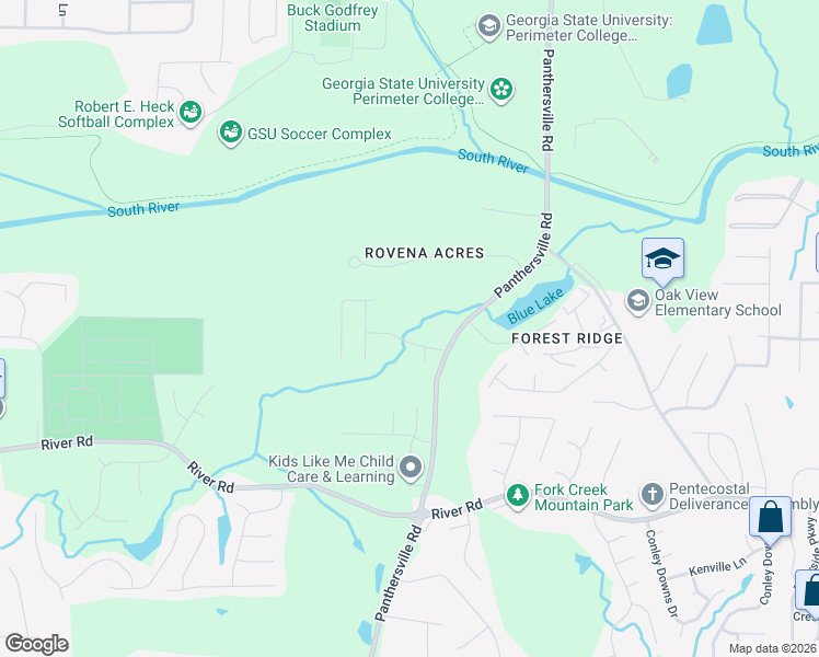 map of restaurants, bars, coffee shops, grocery stores, and more near 2726 River Tree Drive in Decatur