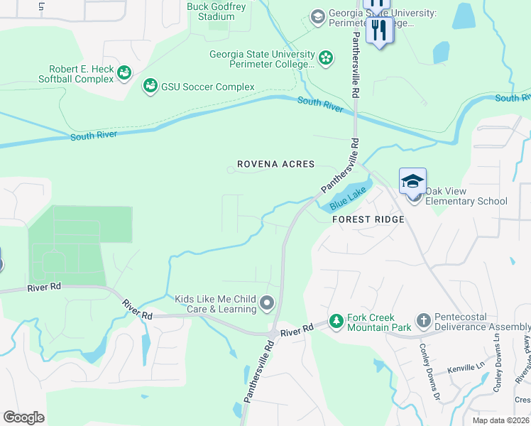 map of restaurants, bars, coffee shops, grocery stores, and more near 2726 River Tree Drive in Decatur