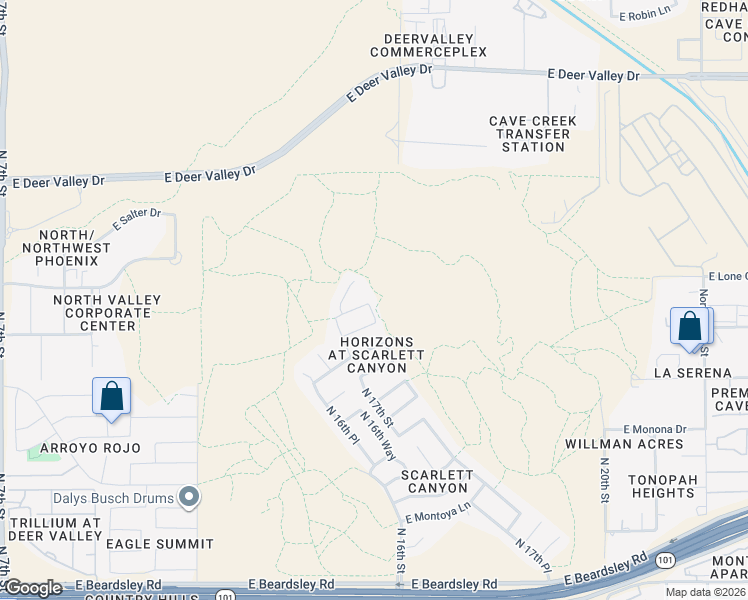 map of restaurants, bars, coffee shops, grocery stores, and more near 1734 East Quail Avenue in Phoenix
