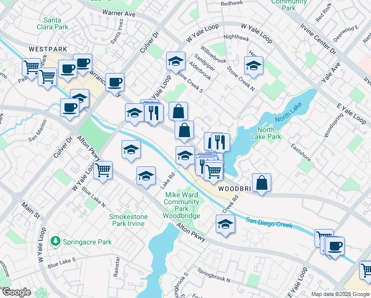 map of restaurants, bars, coffee shops, grocery stores, and more near 4482 Barranca Parkway in Irvine
