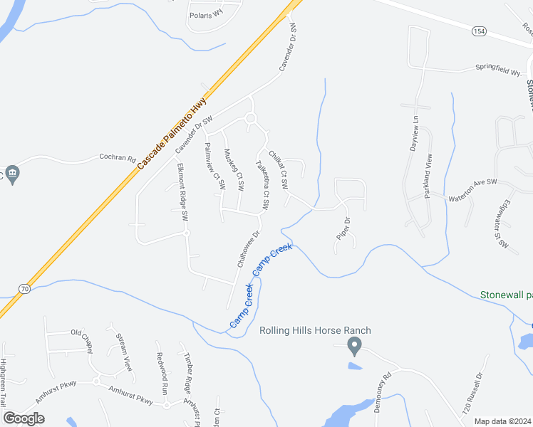 map of restaurants, bars, coffee shops, grocery stores, and more near 7012 Talkeetna Court in Atlanta