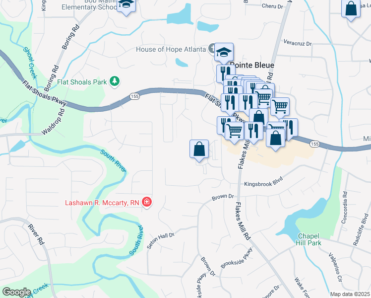 map of restaurants, bars, coffee shops, grocery stores, and more near 3602 Shepherds Path in Decatur