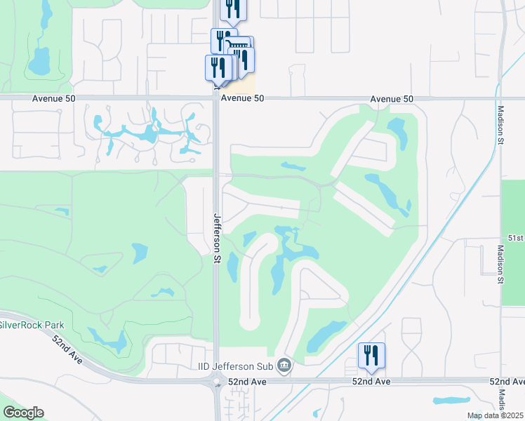 map of restaurants, bars, coffee shops, grocery stores, and more near 80233 Vía Tesoro in La Quinta