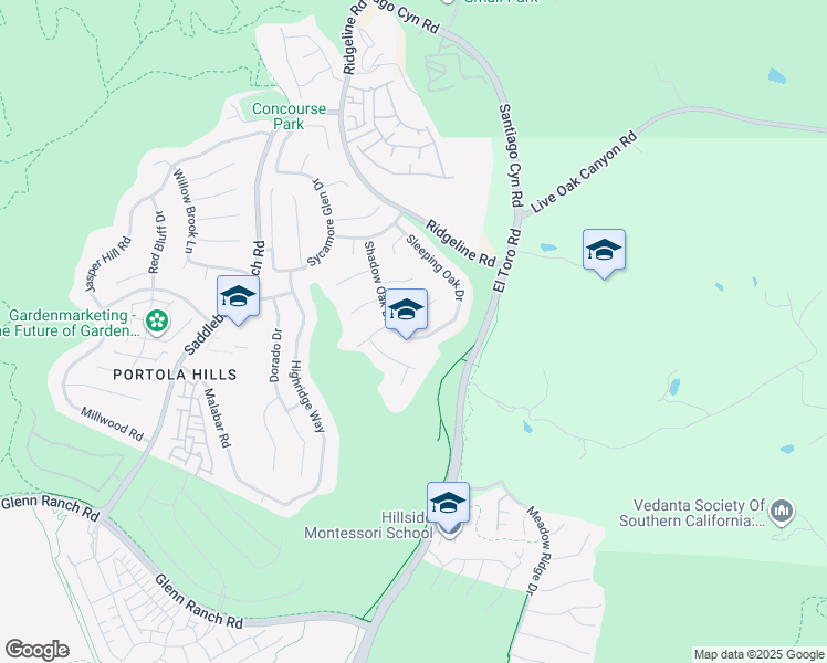 map of restaurants, bars, coffee shops, grocery stores, and more near 29011 Canyon Vista Drive in Trabuco Canyon