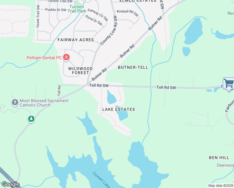 map of restaurants, bars, coffee shops, grocery stores, and more near 2729 Pinella Drive Southwest in Atlanta