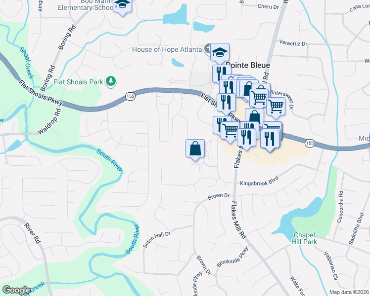 map of restaurants, bars, coffee shops, grocery stores, and more near 3608 Shepherds Path in Decatur