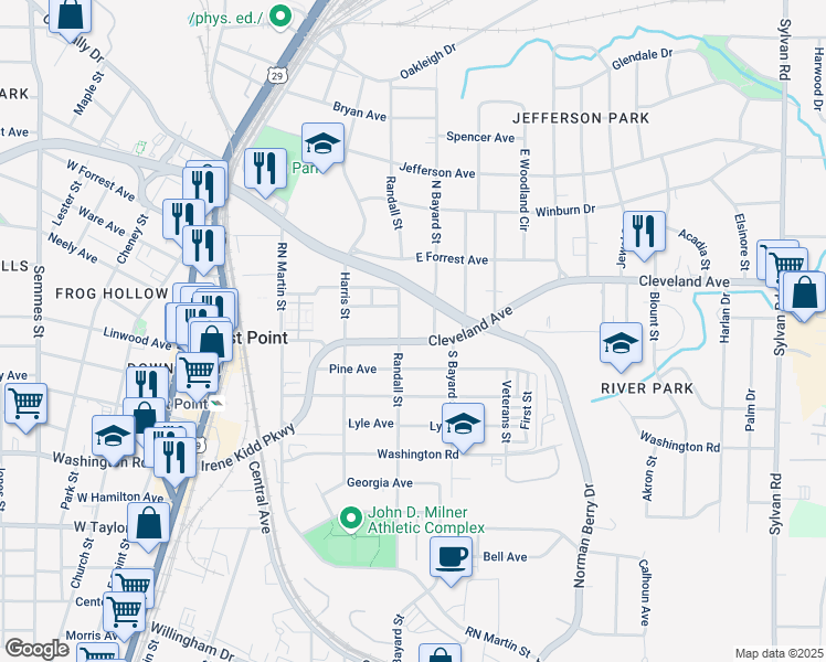 map of restaurants, bars, coffee shops, grocery stores, and more near 1349 Cleveland Avenue in Atlanta