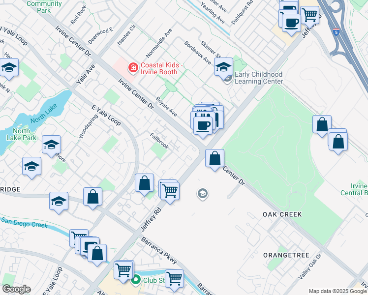 map of restaurants, bars, coffee shops, grocery stores, and more near 35 Eagle Point in Irvine