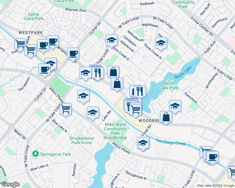 map of restaurants, bars, coffee shops, grocery stores, and more near 4482 Barranca Parkway in Irvine