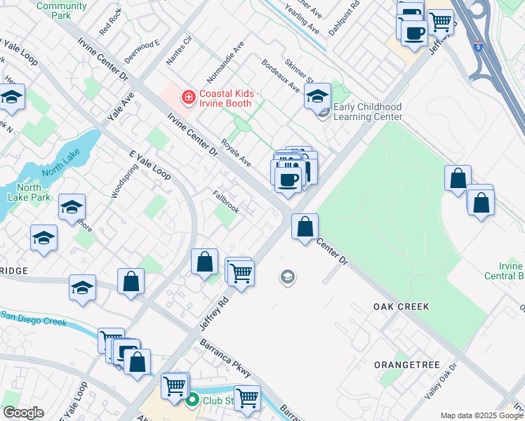 map of restaurants, bars, coffee shops, grocery stores, and more near 35 Eagle Point in Irvine
