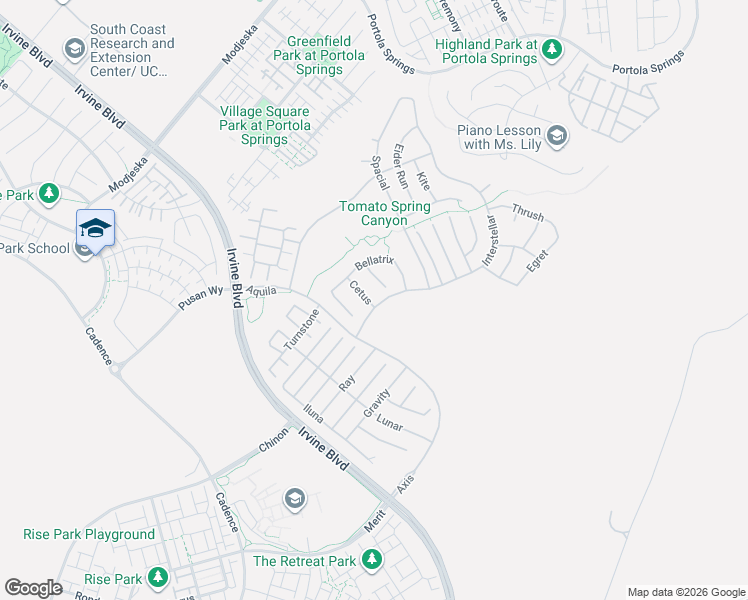 map of restaurants, bars, coffee shops, grocery stores, and more near 63 Cetus in Irvine