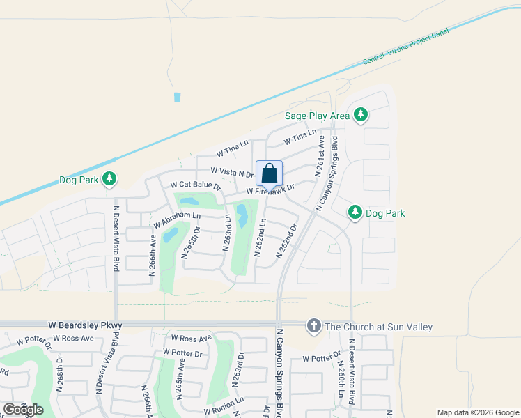 map of restaurants, bars, coffee shops, grocery stores, and more near 21500 North 262nd Lane in Buckeye