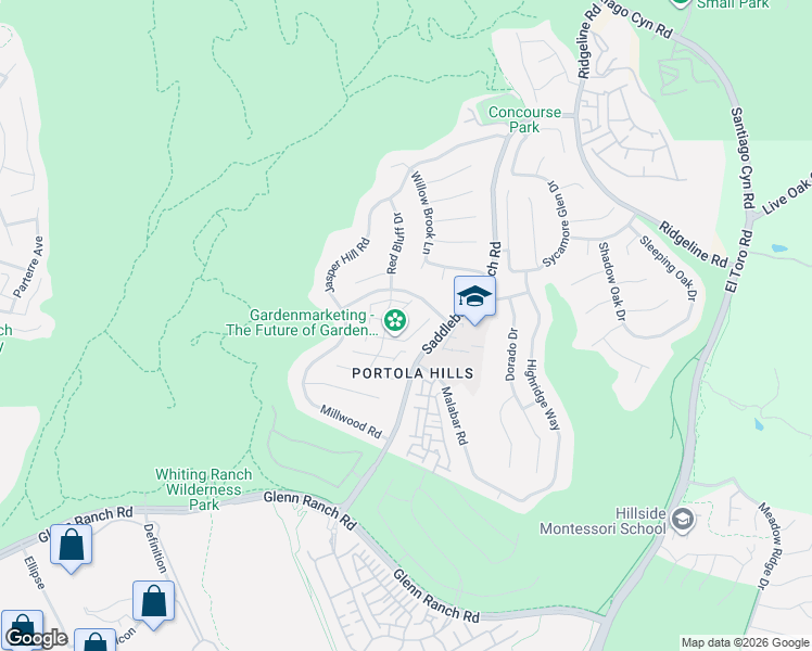 map of restaurants, bars, coffee shops, grocery stores, and more near 28441 Klondike Drive in Trabuco Canyon