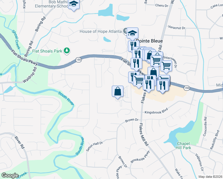 map of restaurants, bars, coffee shops, grocery stores, and more near 3603 Shepherds Path in Decatur
