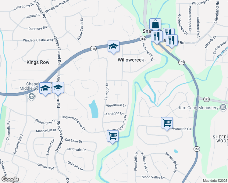 map of restaurants, bars, coffee shops, grocery stores, and more near 3535 Basswood Court in Decatur