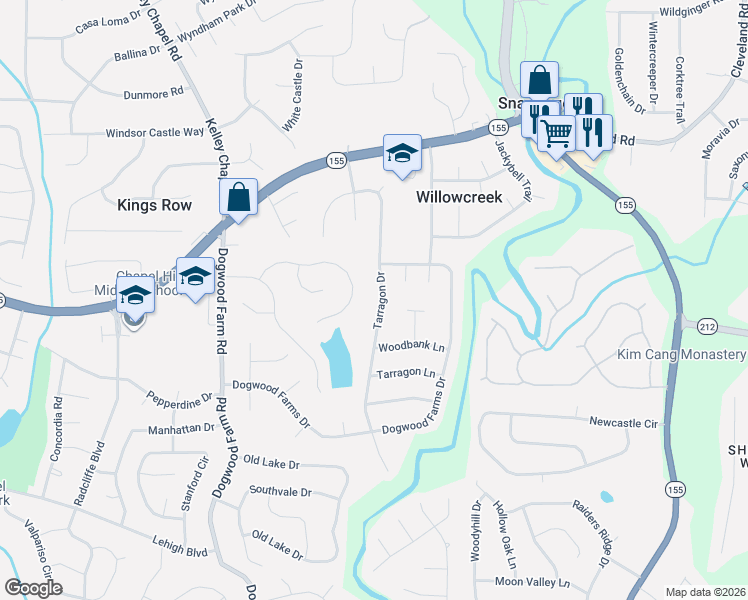 map of restaurants, bars, coffee shops, grocery stores, and more near 3517 Tarragon Drive in Decatur