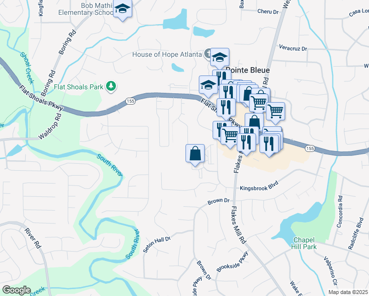 map of restaurants, bars, coffee shops, grocery stores, and more near 3613 Shepherds Path in Decatur