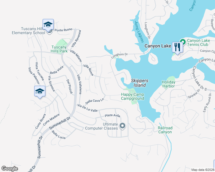 map of restaurants, bars, coffee shops, grocery stores, and more near 17 Via Del Macci Court in Lake Elsinore