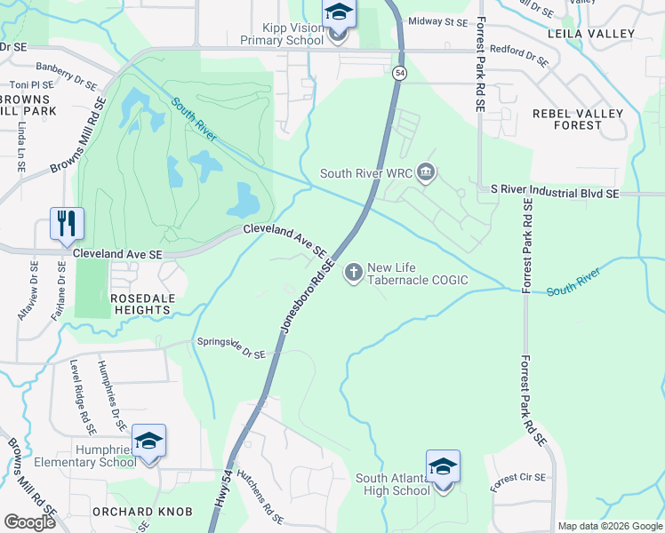 map of restaurants, bars, coffee shops, grocery stores, and more near in Atlanta