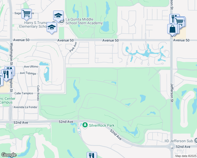 map of restaurants, bars, coffee shops, grocery stores, and more near 79320 Toronja in La Quinta