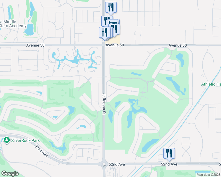map of restaurants, bars, coffee shops, grocery stores, and more near 80099 Vía Tesoro in La Quinta