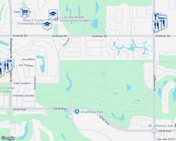 map of restaurants, bars, coffee shops, grocery stores, and more near 79275 Toronja in La Quinta