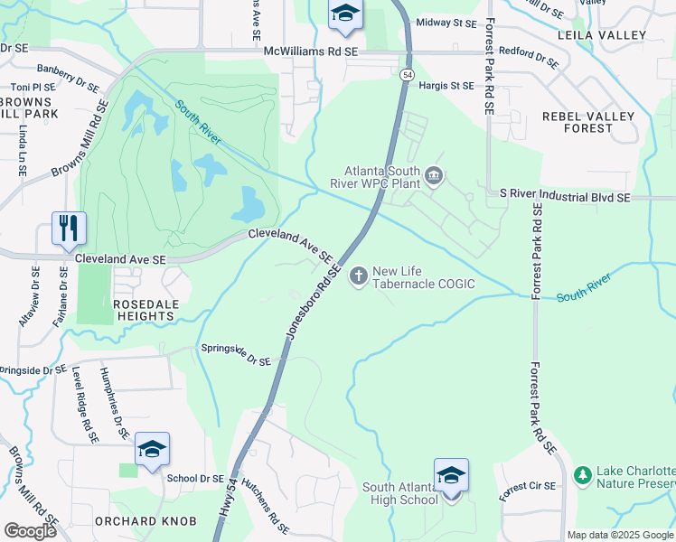 map of restaurants, bars, coffee shops, grocery stores, and more near 0 Jonesboro Road in Jonesboro