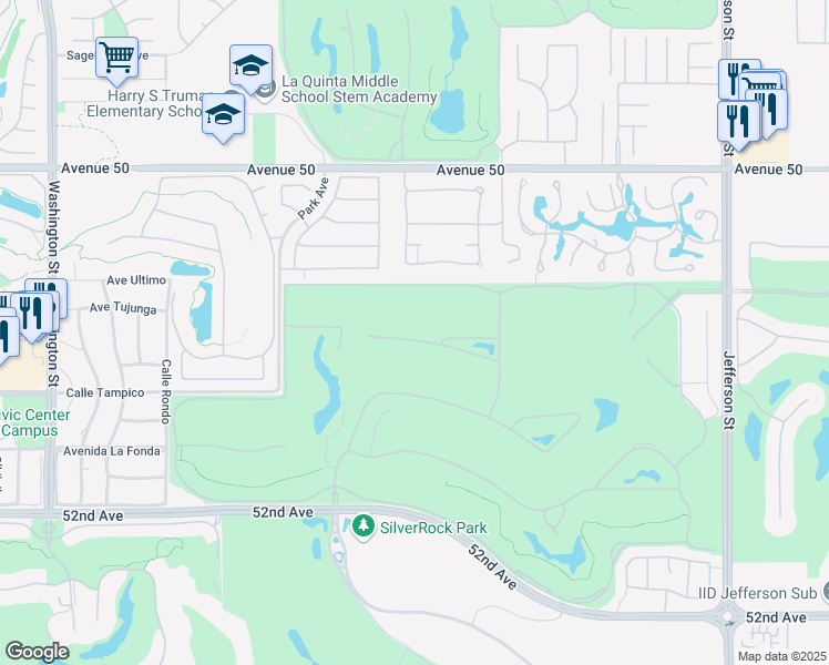 map of restaurants, bars, coffee shops, grocery stores, and more near 79310 Toronja in La Quinta