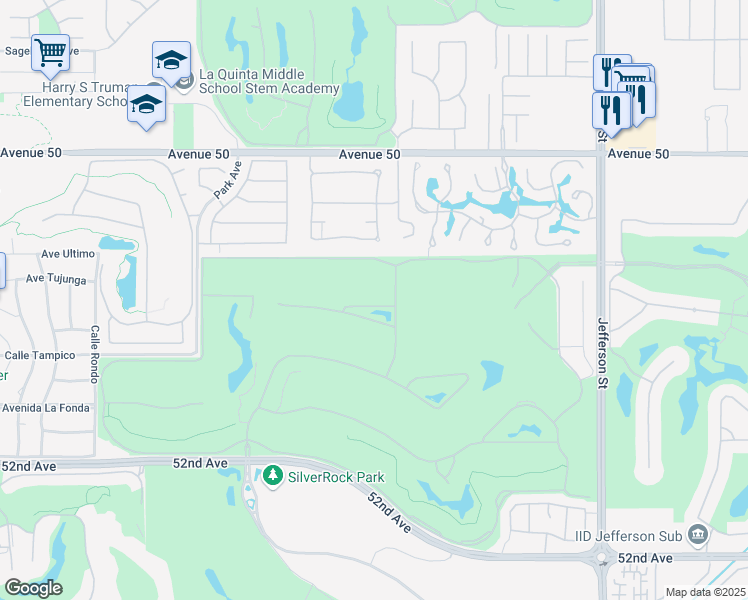 map of restaurants, bars, coffee shops, grocery stores, and more near 79440 Azahar in La Quinta