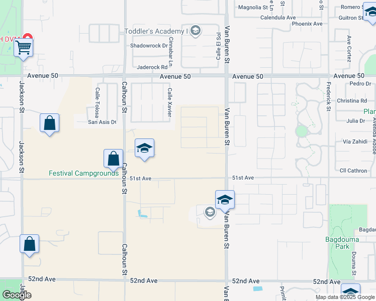 map of restaurants, bars, coffee shops, grocery stores, and more near 83888 51st Avenue in Coachella