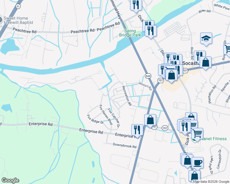 map of restaurants, bars, coffee shops, grocery stores, and more near 240 Archdale Street in Myrtle Beach