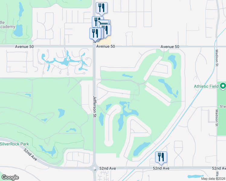 map of restaurants, bars, coffee shops, grocery stores, and more near 80220 Vía Tesoro in La Quinta