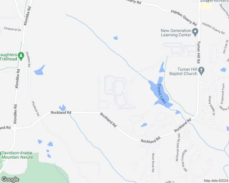 map of restaurants, bars, coffee shops, grocery stores, and more near Kensington Circle in Lithonia