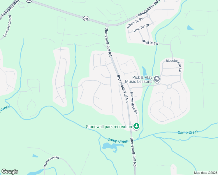 map of restaurants, bars, coffee shops, grocery stores, and more near 2861 Brookford Lane Southwest in Atlanta