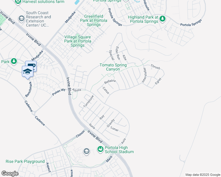 map of restaurants, bars, coffee shops, grocery stores, and more near 56 Claudius Court in Irvine