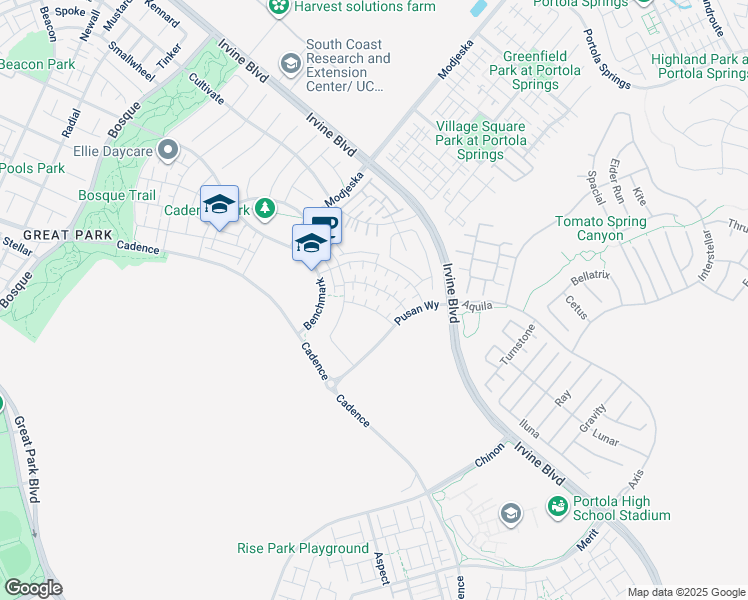 map of restaurants, bars, coffee shops, grocery stores, and more near 119 Sculpture in Irvine
