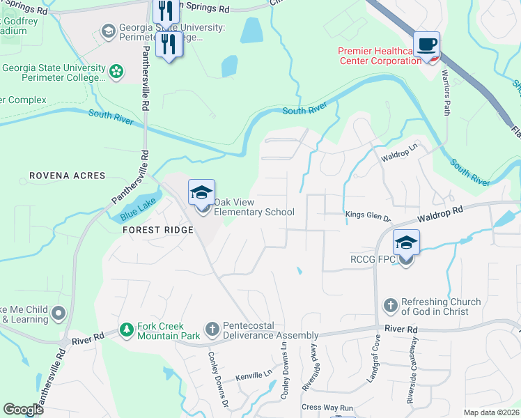map of restaurants, bars, coffee shops, grocery stores, and more near 3019 White Oak Mews in Decatur
