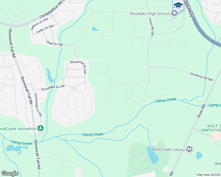 map of restaurants, bars, coffee shops, grocery stores, and more near 2718 Jacanar Lane Southwest in Atlanta