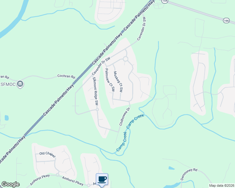 map of restaurants, bars, coffee shops, grocery stores, and more near 2669 Muskeg Court Southwest in Atlanta