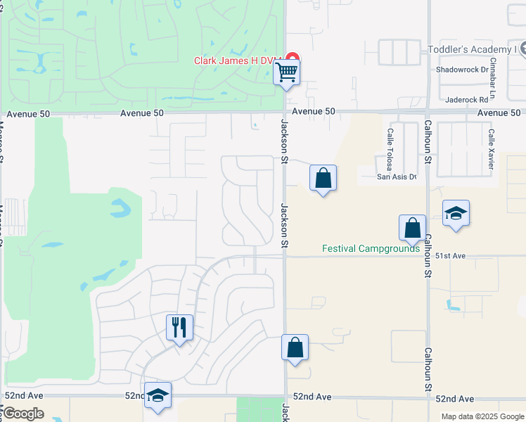 map of restaurants, bars, coffee shops, grocery stores, and more near Monterey Canyon Dr in Indio