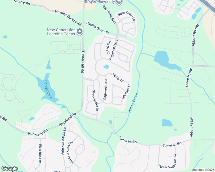 map of restaurants, bars, coffee shops, grocery stores, and more near 3536 Dogwood Pass in Stonecrest