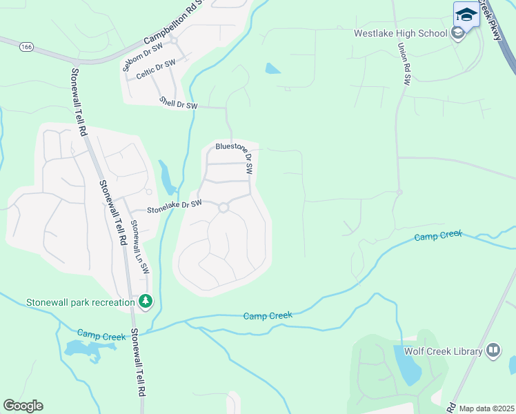 map of restaurants, bars, coffee shops, grocery stores, and more near 2752 Bluestone Drive Southwest in Atlanta