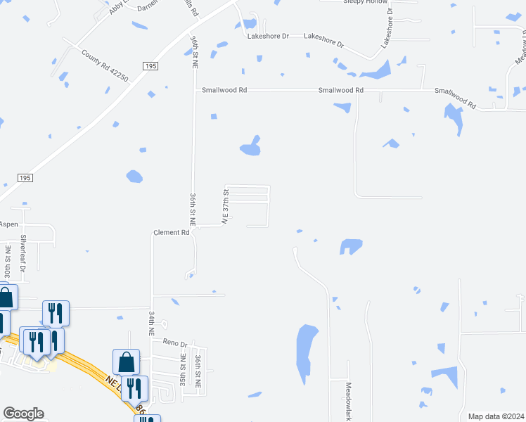 map of restaurants, bars, coffee shops, grocery stores, and more near 1955 38th Street Northeast in Paris