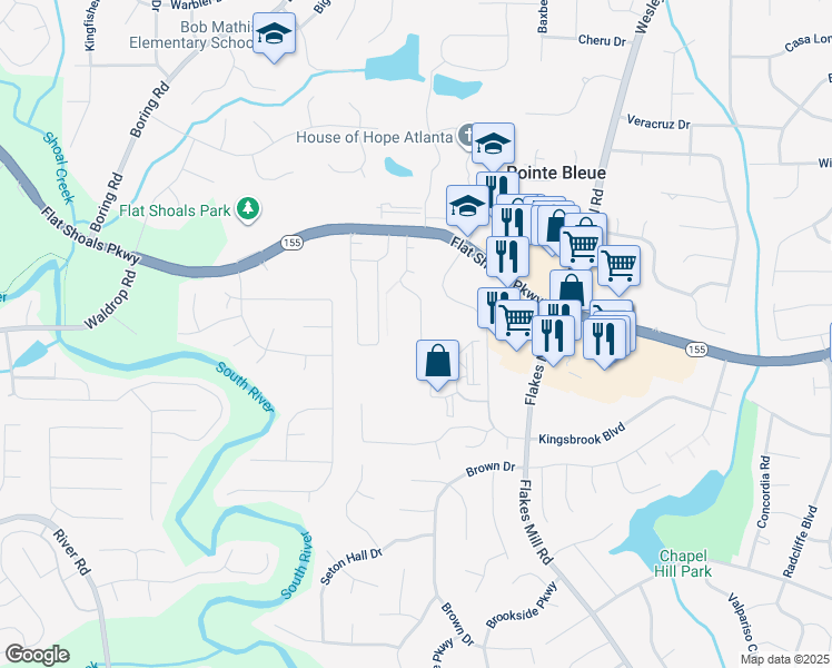 map of restaurants, bars, coffee shops, grocery stores, and more near 3484 Shepherds Path in Decatur