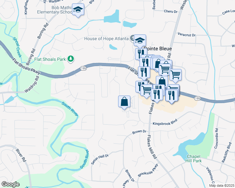 map of restaurants, bars, coffee shops, grocery stores, and more near 3484 Shepherds Path in Decatur